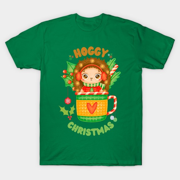 Hoggy Christmas Cute Hedgehog T-Shirt by nmcreations